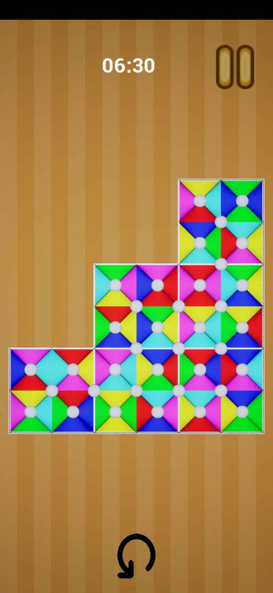 Trigonix Time Trial: a stepped board of six colors with a 6:30 timer above it.